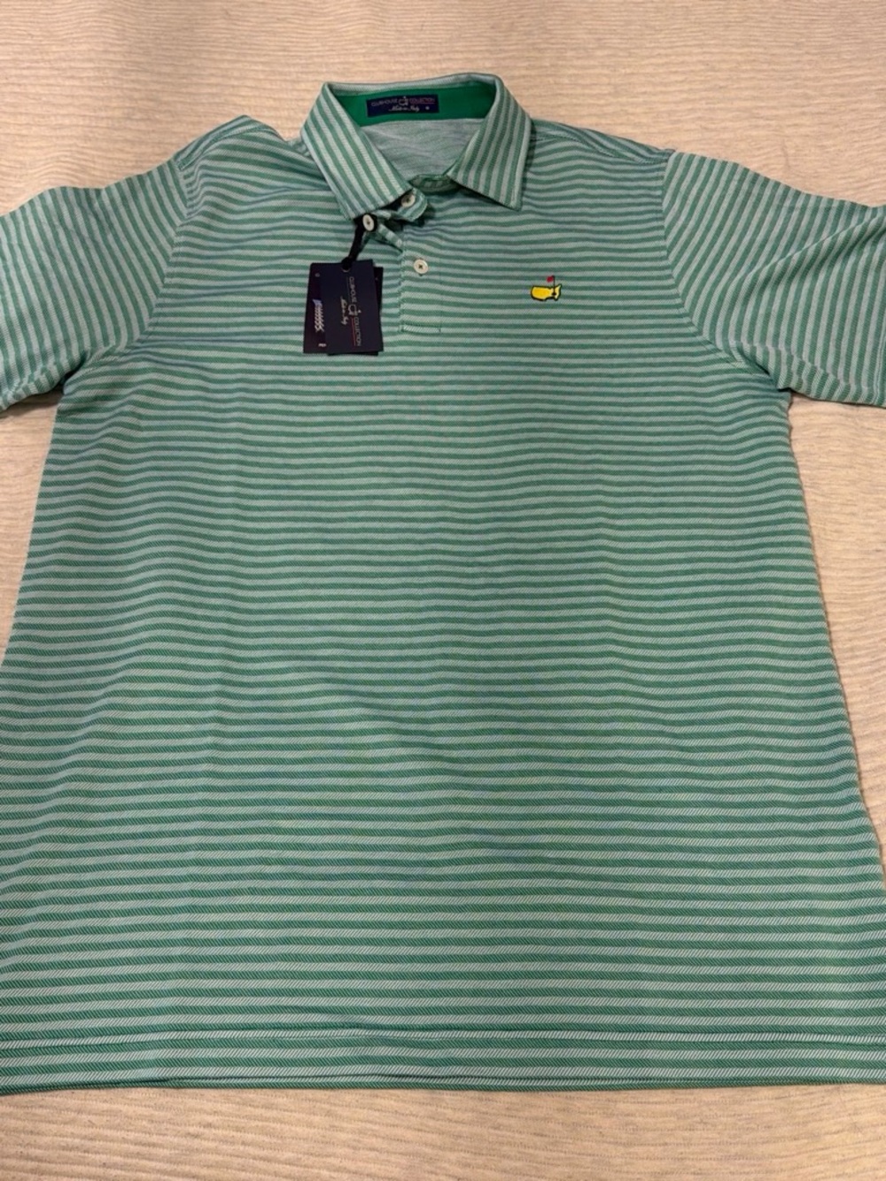 Men's Green Striped Polo Shirt